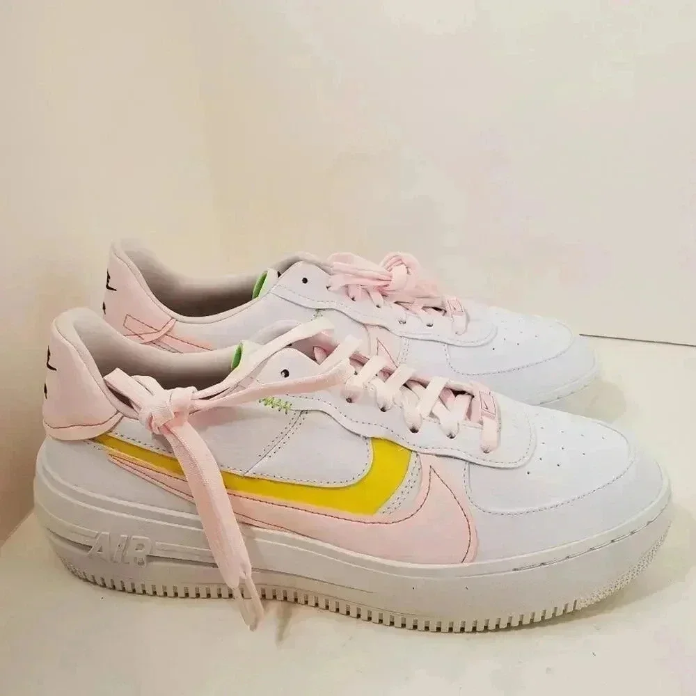 Nike Air Force 1 Platform White/Pearl Pink-Opti Yellow Womens 11.5